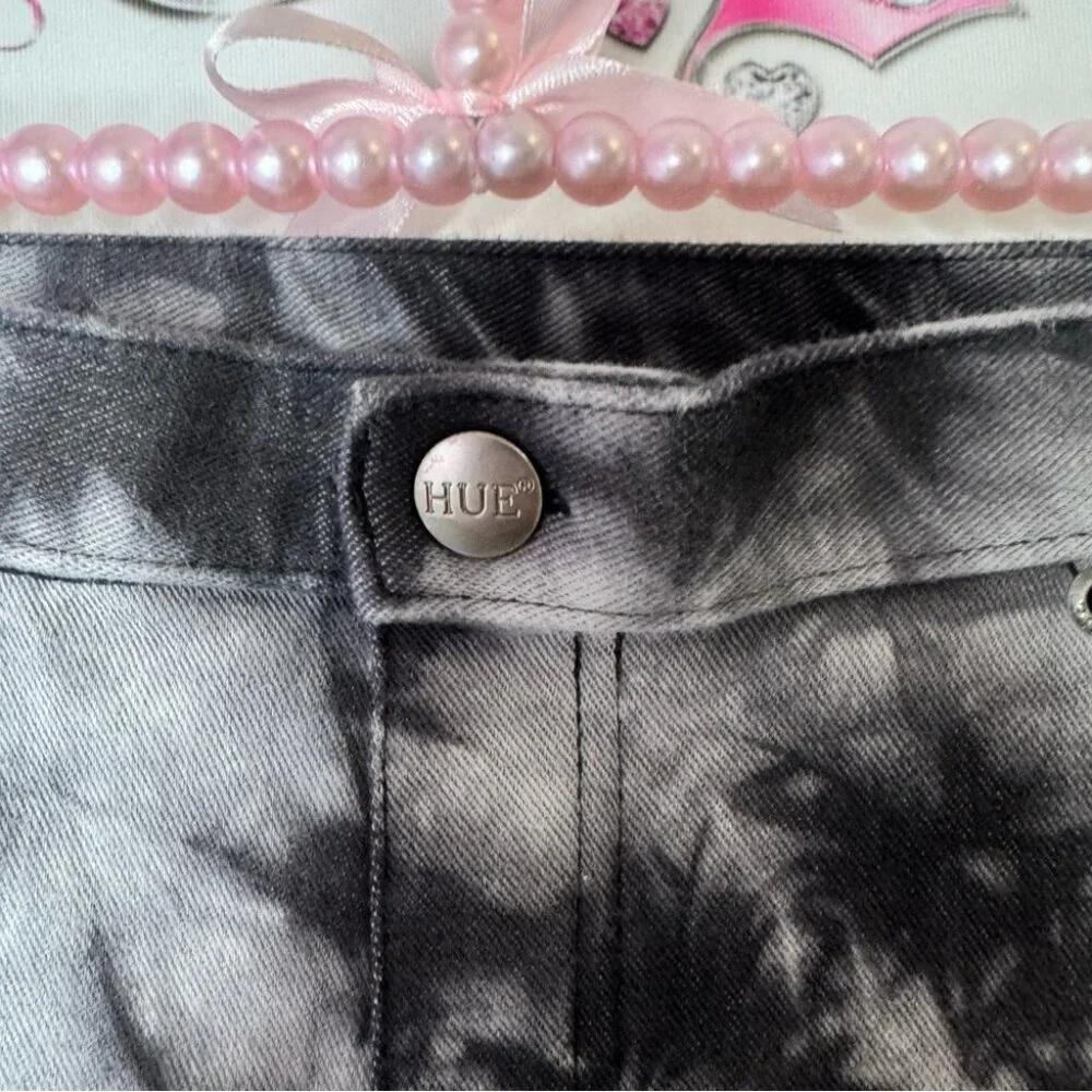 HUE pants stretchy Black and Gray Tie-Dye Skinny Jeans - Picture 3 of 7